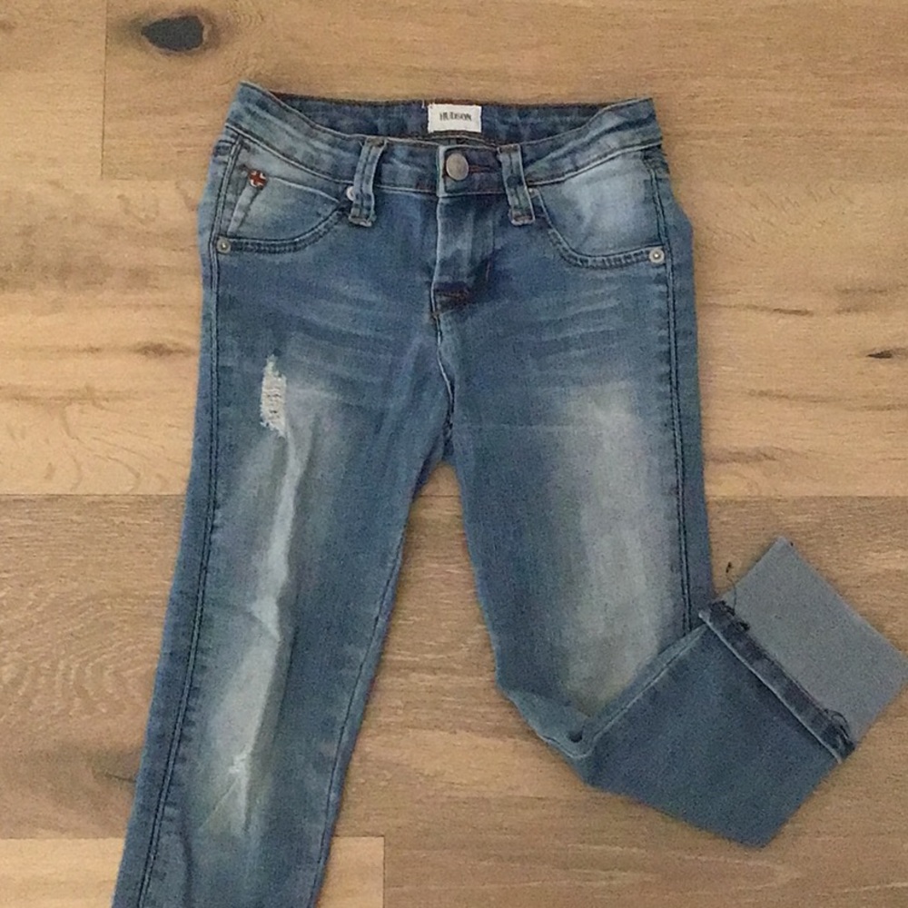 Hudson Girls Size 6x Distressed Cuffed Jeans